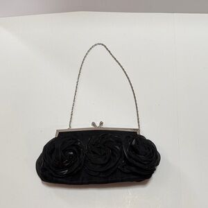 Elegant Black Clutch with Floral Design